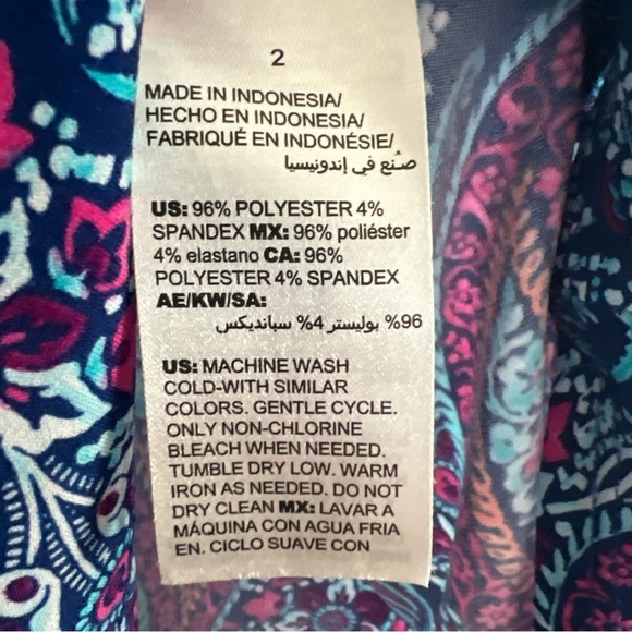 Chico's Navy Paisley Tunic with Pink & Teal Accents Casual - Picture 5 of 7